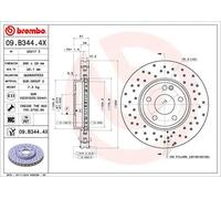 Disco freno BREMBO XTRA LINE BREMBO 09.B344.4X, 1 Pezzo