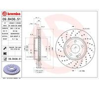 2x Disco freno perforato/ventilazione interna 09.B436.51 BREMBO