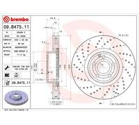 2x Disco freno perforato/ventilazione interna 09.B475.11 BREMBO