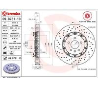 2x Disco freno perforato/ventilazione interna 09.B781.13 BREMBO per OPEL ASTRA J