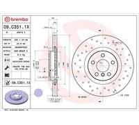 2x Disco freno perforato/ventilazione interna 09.C351.1X BREMBO per BMW MINI