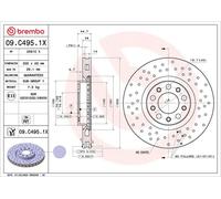 2x Disco freno perforato/ventilazione interna 09.C495.1X BREMBO per ALFA ROMEO