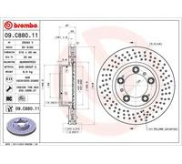 2x Disco freno perforato/ventilazione interna 09.C880.11 BREMBO per PORSCHE 911