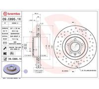 2x Disco freno perforato/ventilazione interna 09.C895.1X BREMBO per AUDI A6 C6
