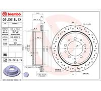 2x Disco freno perforato/ventilazione interna 09.D618.1X BREMBO per TOYOTA LEXUS