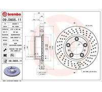 2x Disco freno perforato/ventilazione interna 09.D805.11 BREMBO per PORSCHE