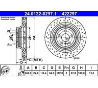 ATE Disco freno 24.0122-0297.1 posteriore ventilato 2x per Mercedes-Benz W166