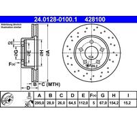 Disco freno ATE 24.0128-0100.1 anteriore, ventilato, altamente carbonizzato, 1 Pezzo