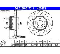 2x Disco freno perforato/ventilazione interna 24.0130-0172.1 ATE