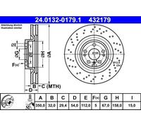 Disco freno ATE 24.0132-0179.1 anteriore, ventilato, altamente carbonizzato, 1 pezzo