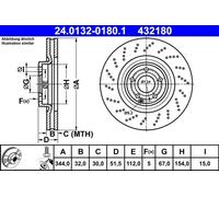 Disco freno ATE 24.0132-0180.1 anteriore, ventilato, altamente carbonizzato, 1 Pezzo