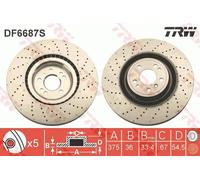 2x Disco freno perforato/ventilazione interna DF6687S TRW per MERCEDES-BENZ GLE