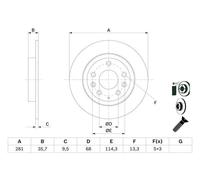 Disco freno BOSCH 0 986 479 E55 posteriore, pieno, 1 Pezzo