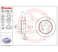 Disco freno BREMBO 08.4738.14, posteriore, pieno, 1 Pezzo
