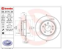 2x Disco freno pieno 08.5174.34 BREMBO per BMW 5 5 Touring