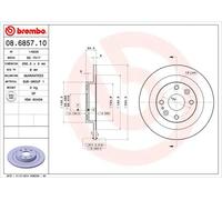 Disco freno BREMBO 08.6857.10, posteriore, completo, 1 pezzo