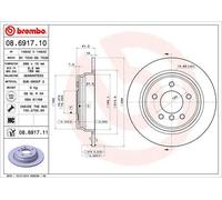 2x BREMBO 08.6917.11 Coated Disc Line Disco freno per BMW 5 Limousine (E39)
