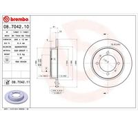 2x Disco freno pieno 08.7042.11 BREMBO per MITSUBISHI VOLVO PROTON
