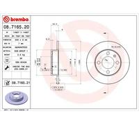 2x Disco freno pieno 08.7165.21 BREMBO per VW SEAT