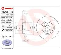 2x Disco freno pieno 08.7354.11 BREMBO per ALFA ROMEO 147 156 Sportwagon 156