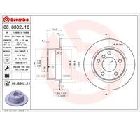 2x Disco freno pieno 08.8302.11 BREMBO per BMW 3 Compact