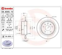 2x Disco freno pieno 08.8305.11 BREMBO per SAAB 9-5 9-5 Familiare