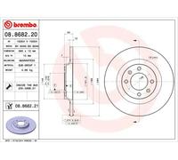2x Disco freno pieno 08.8682.21 BREMBO per CITROËN PEUGEOT DS