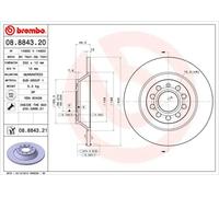 Disco freno BREMBO 8884321 posteriore, pieno, 1 Pezzo