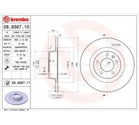 2x Disco freno pieno 08.9367.11 BREMBO per PEUGEOT 407 Coupé