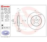 2x Disco freno pieno 08.9734.11 BREMBO per JAGUAR FORD
