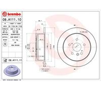 Disco freno BREMBO 08A11111 posteriore, pieno, 1 Pezzo