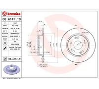 Disco freno BREMBO 08A14711 posteriore, pieno, 1 Pezzo