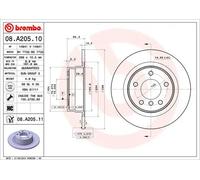 Disco freno BREMBO 08A20511 posteriore, pieno, altamente carbonizzato, 1 Pezzo