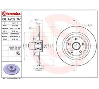 2x Disco freno pieno 08.A239.37 BREMBO per RENAULT VEL SATIS ESPACE IV