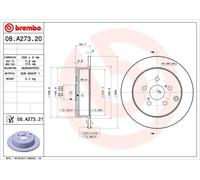 2x Disco freno pieno 08.A273.21 BREMBO per TOYOTA CELICA Coupé PRIUS Liftback