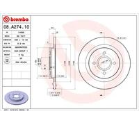 2x Disco freno pieno 08.A274.10 BREMBO per FORD FOCUS I Turnier FOCUS I