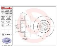 2x Disco freno pieno 08.A336.11 BREMBO per TOYOTA AVENSIS AVENSIS Liftback
