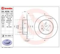 2x Disco freno pieno 08.A338.11 BREMBO per TOYOTA AVENSIS AVENSIS Liftback