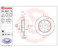 2x Disco freno pieno 08.A607.11 BREMBO per SMART MITSUBISHI