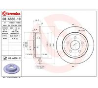 Disco freno BREMBO 08A63611 posteriore, pieno, 1 Pezzo