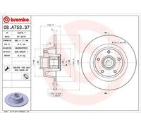 Brembo 08.A753.37 - Disco Freno con Cuscinetto Integrato (Set di 1) - Posteriore