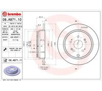2x Disco freno pieno 08.A871.11 BREMBO per HONDA CR-V III CR-V IV