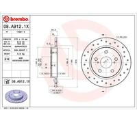 Brembo Xtra 08.A912.1X - Disco Freno Forato Posteriore, Set di 2