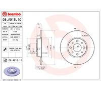 2x Disco freno pieno 08.A915.11 BREMBO per ALFA ROMEO MITO