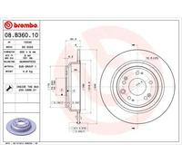 Brembo Disco freno 08.B360.10 posteriore pieno - Set di 2 per Honda Accord VIII