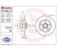 Disco freno BREMBO 08B36937 posteriore, pieno, 1 Pezzo