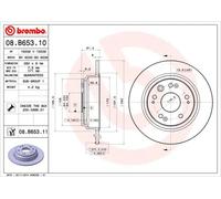 2x Disco freno pieno 08.B653.11 BREMBO per HONDA ACCORD VII Tourer
