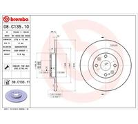 Brembo 08.C135.11 - Disco Freno con Verniciatura UV (Set di 2) - Posteriore