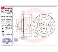 Brembo Discofreno 08C2501X Forato Ø 284 Posteriore per Hyundai, Kia