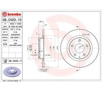2x Disco freno pieno 08.C423.11 BREMBO per MAZDA 6 Familiare 6 Tre volumi